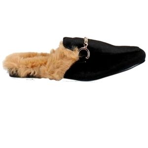 Black Velvet mule flats